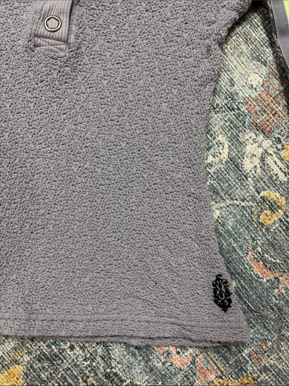 FP Movement by Free People Lavender Long-Sleeve Henley Top with Neon Stripe - Picture 2 of 3